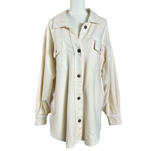 Free People Ruby Jacket Champagne Dreams Medium Oversized Shacket Grunge 90s - Picture 4 of 12